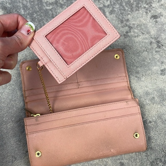 Prada Pink Saffiano Leather Bow Continental Long Wallet Detachable ID Holder - Picture 13 of 17